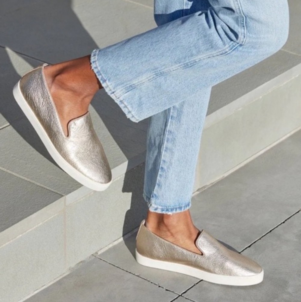 Birdies Metallic Gold Slip-On Sneakers